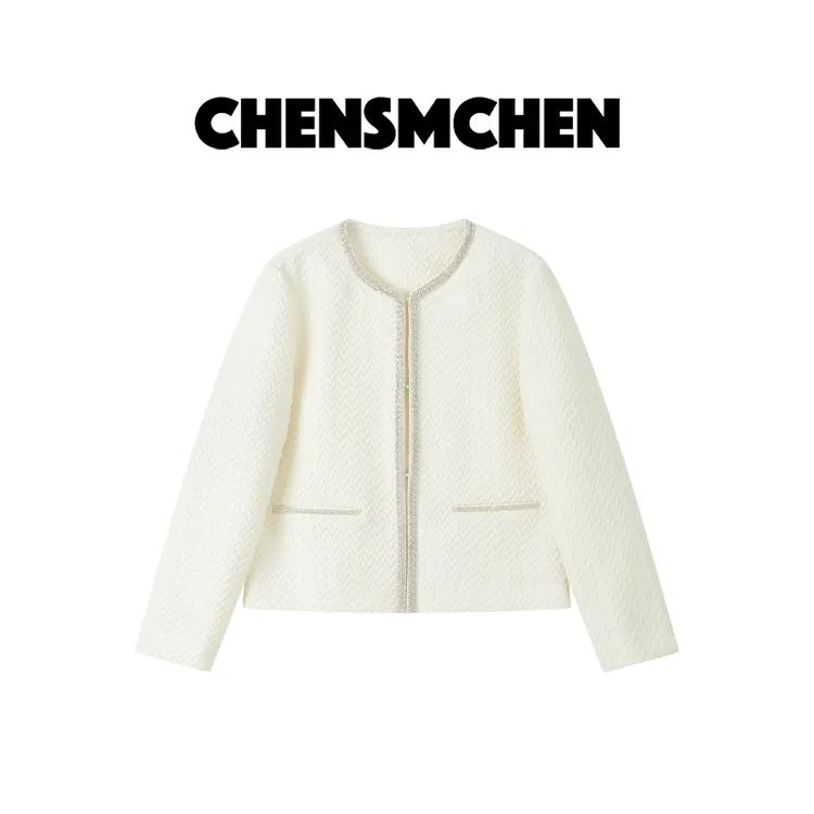 CHENSMCHEN 绵羊毛小香风提花外套女精致气质优雅上衣CSW7456MX