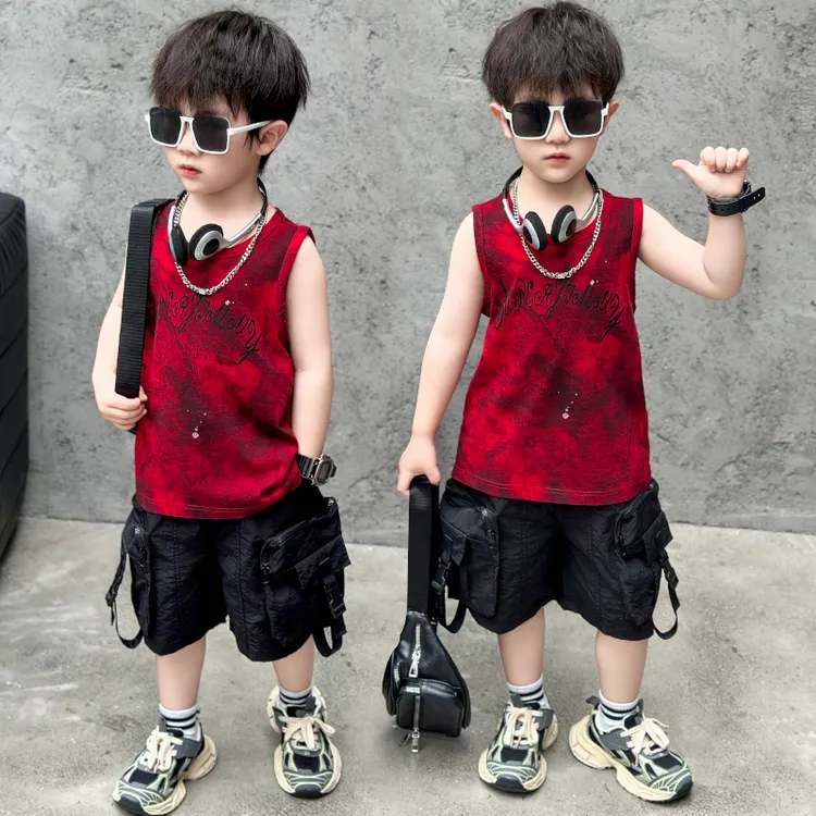 男童夏装潮酷儿童无袖装小童宝宝扎染背心炸街痞帅夏天薄