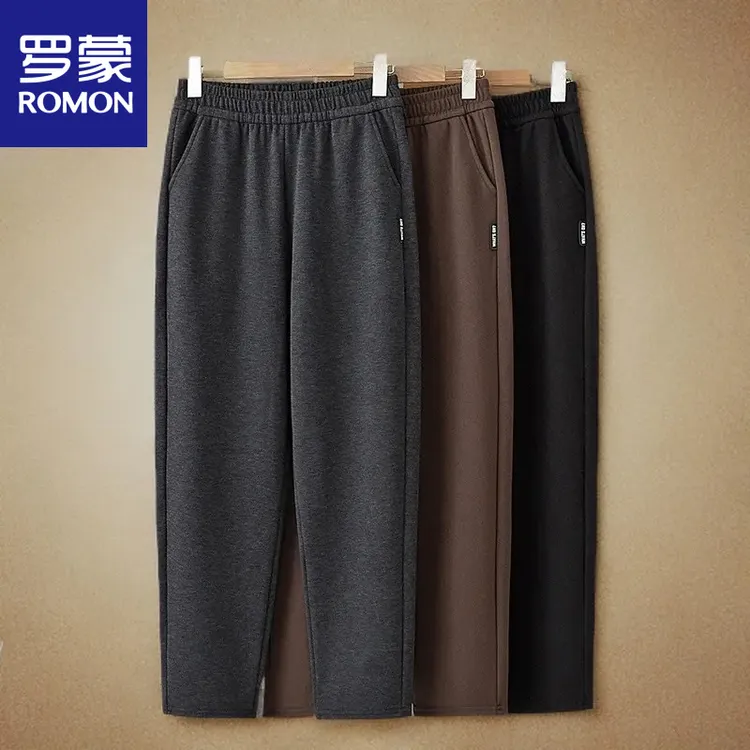 罗蒙品牌奶奶秋季直筒裤新款中老年人女春秋妈妈加绒宽松休闲裤子