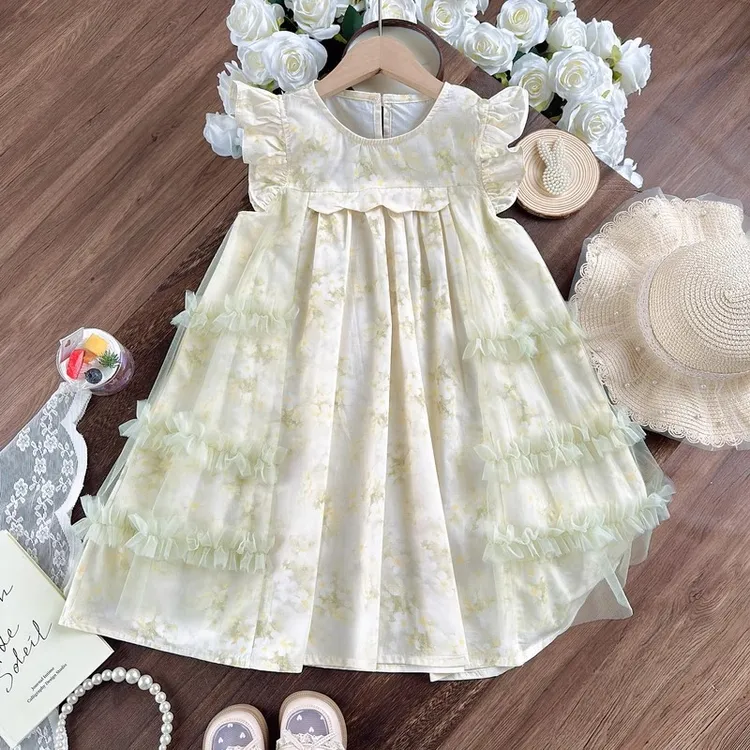女童夏装连衣裙洋气新款小女孩夏季碎花裙子甜美儿童公主裙背心裙