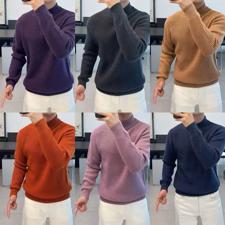 東• 净版轻奢半高领100%羊毛针织套头羊毛衫  117309（怕气球勿拍）