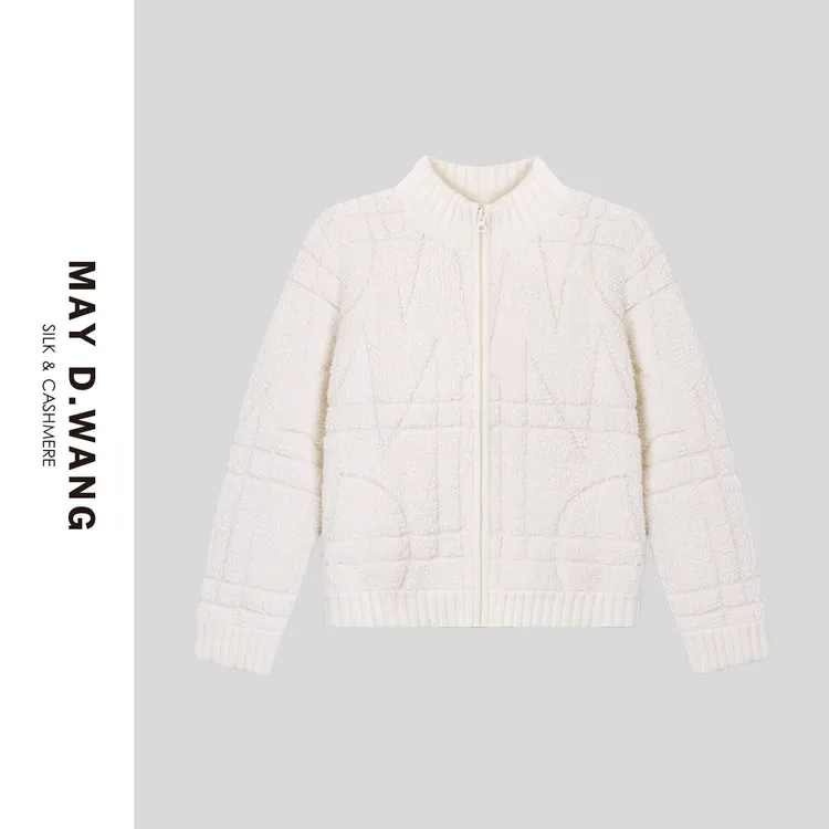 王之造法式休闲拉链针织羊绒开衫 E1F1004