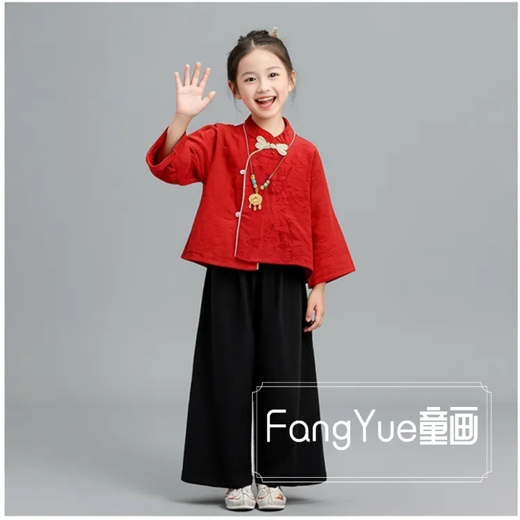 亲子民族风女童新款中大童汉服套装中国风儿童古风演出服舞蹈春秋