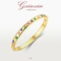 G XIAOXIAO 镀K金【七彩波点】时尚气质百搭彩宝手镯 F16Z5