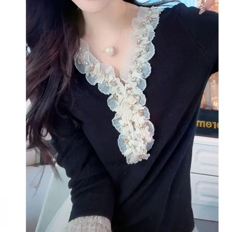 薇恩COCO针织毛衣时尚修身长袖针织衫套头上衣