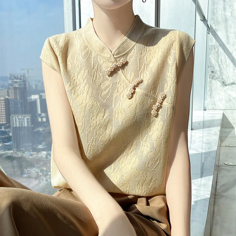 哥弟阿玛施正品新款国风立领盘扣斜襟新中式复古提花气质小衫上衣