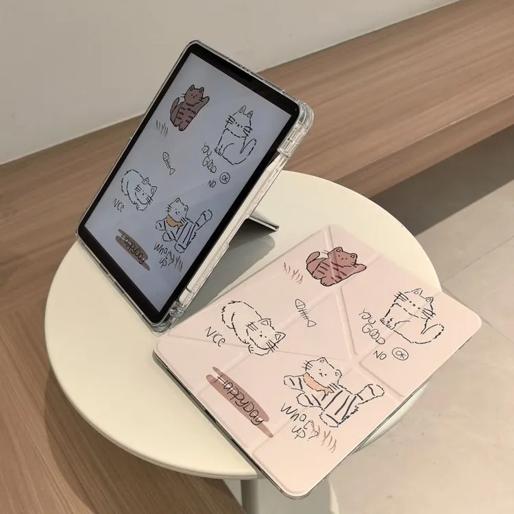 可爱素描猫咪适用苹果iPadA16 2025平板保护套iPad11笔槽iPad10壳