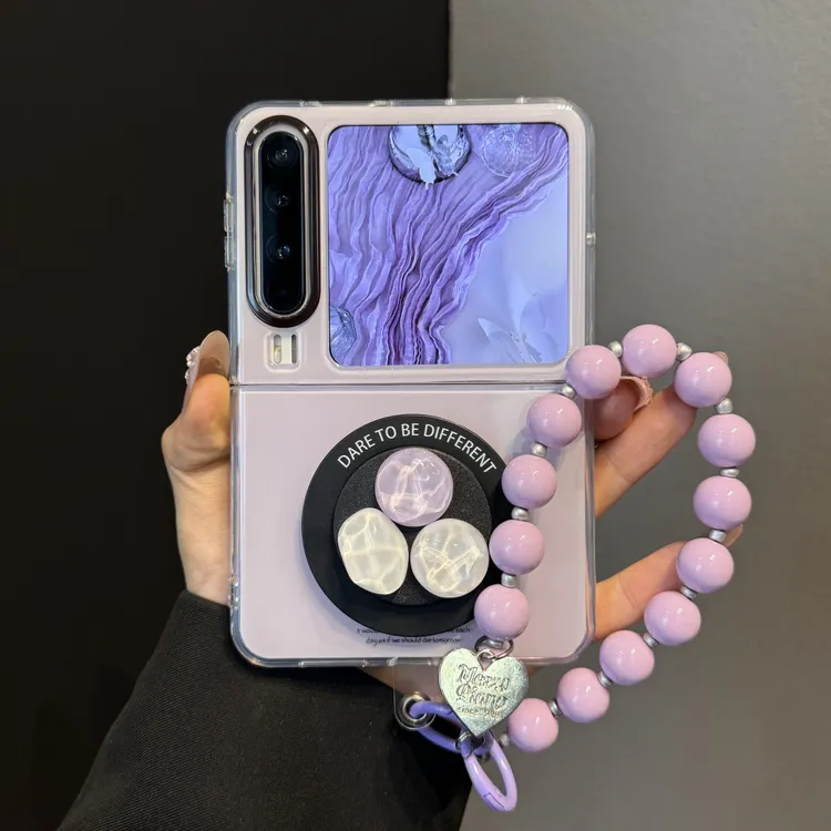 适用华为purax典藏版折叠屏手机壳pocket2香芋紫立体宝石磁吸支架