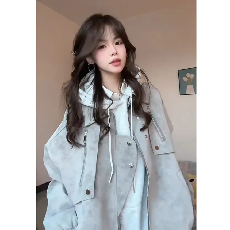 美式高街解构pu皮衣外套男款秋季高级感痞帅棒球服工装飞行员夹克