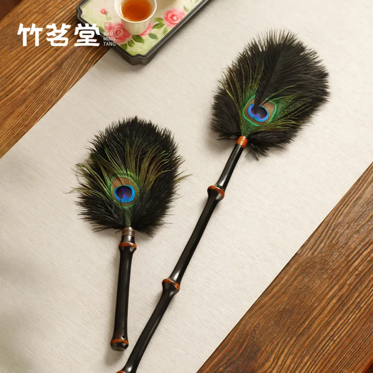 筇竹孔雀羽毛除尘掸扫灰除尘神器不扬尘家用清洁鸡毛掸子不掉毛
