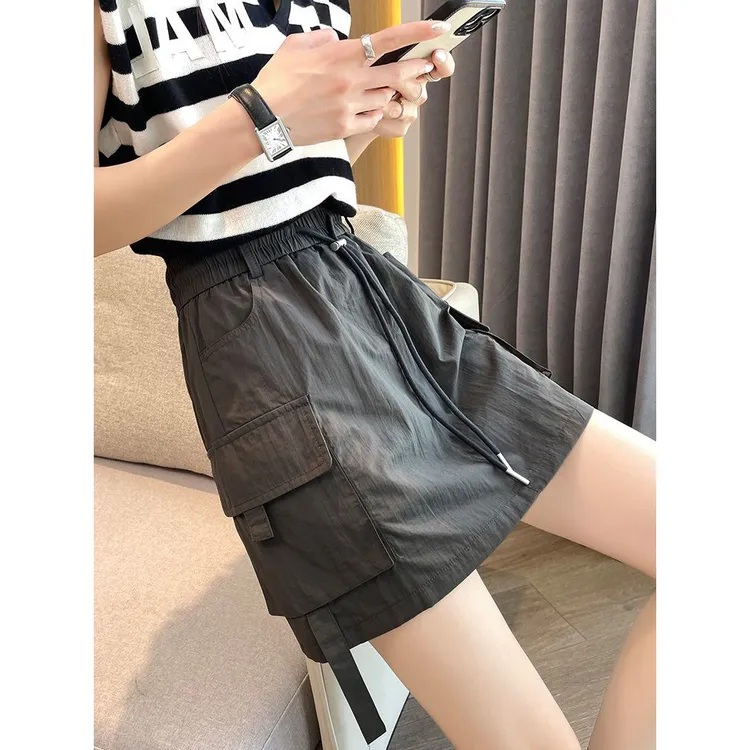 短裤裙女夏季薄款透气2025年新款高腰宽松阔腿裙时尚a字工装裙裤