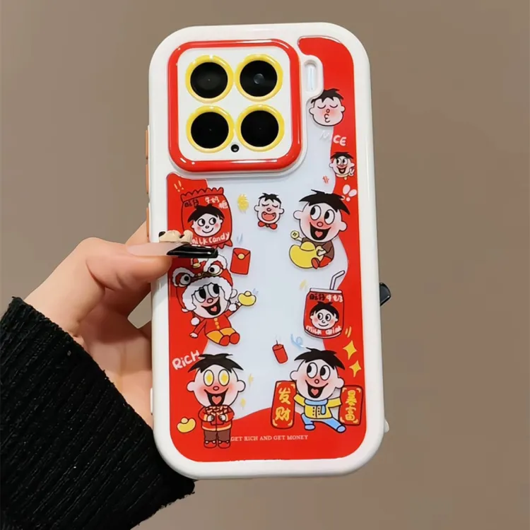 奶油油壳适用16promax手机壳iPhone15华为卡通新年旺仔mate70新款