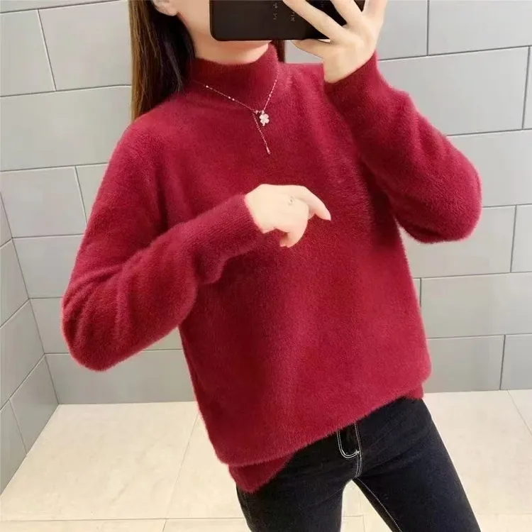 反季清仓妈妈装水貂绒中年女冬季加绒加厚保暖针织上衣打底工厂清