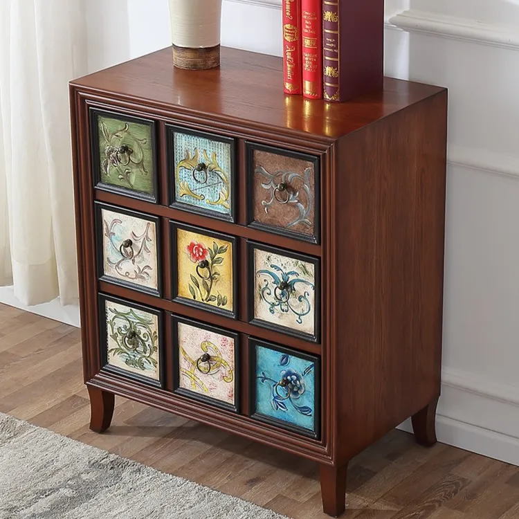 【好时家居】情画意美式乡村手绘三斗柜六斗柜小玄关柜抽屉收纳柜