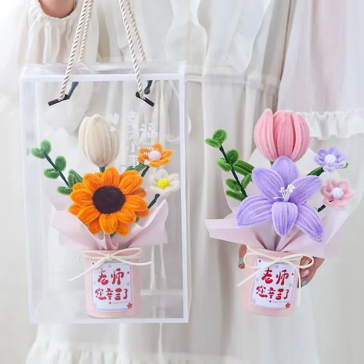 教师节礼物扭扭向日葵老师圆桶成品花艺包装花束手工创意送人