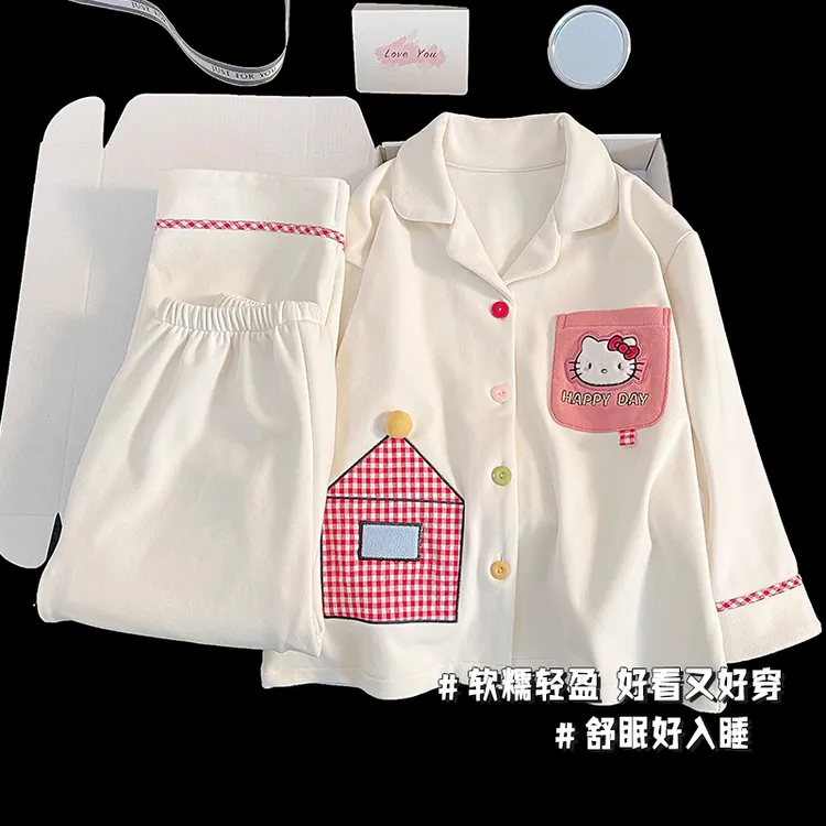 儿童德绒保暖长袖睡衣春秋新款中大童开衫公主风洋气家居服套装