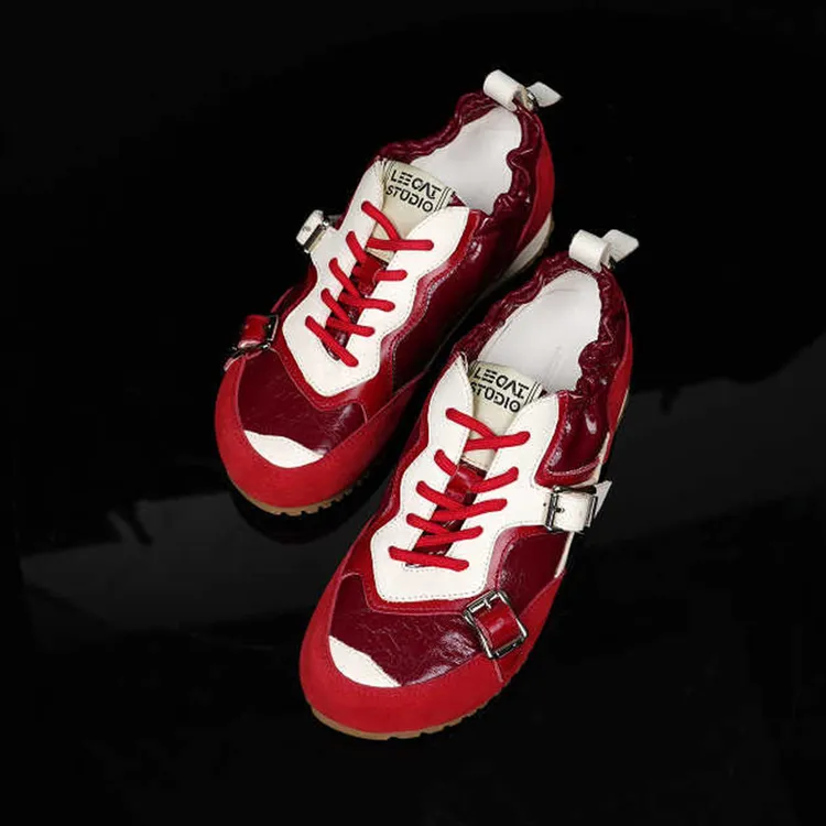 明星同款百搭鞋子女ins潮牌红色德训鞋2025新款夏季时尚休闲鞋