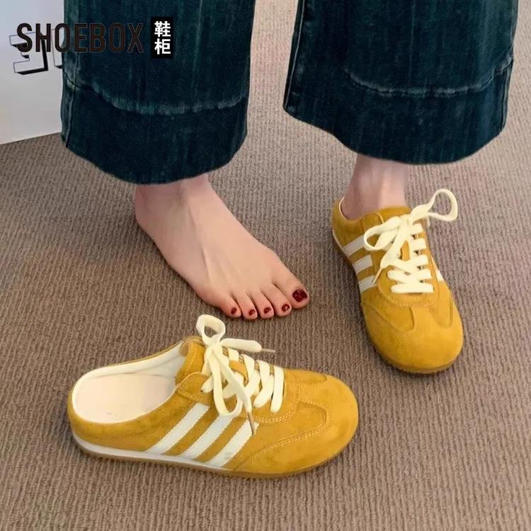 SHOEBOX鞋柜包头半拖鞋女2025新款夏外穿德训鞋一脚蹬懒人凉拖