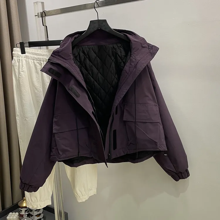 2025冬季小个子短款工装连帽棉衣女外套韩版休闲保暖棉服夹克上衣