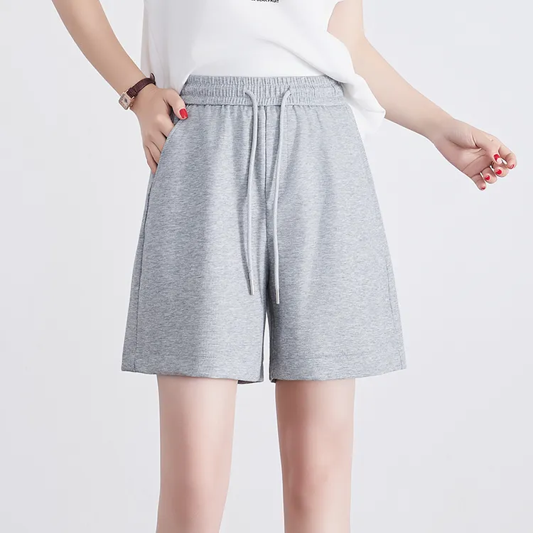 拉夏贝尔休闲运动阔腿短裤女外穿夏薄款松弛感减龄显瘦松紧腰抽绳