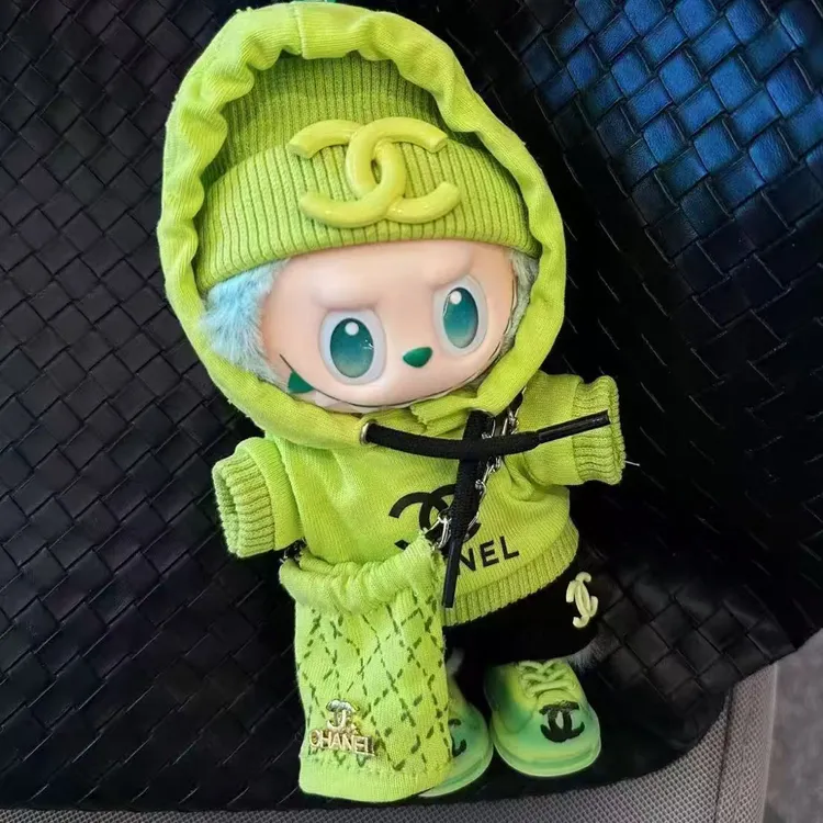 娃衣布布穿搭荧光色套装衣服bubu搪胶玩偶毛绒公仔二代挂件帽衫绿