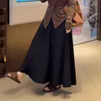 秋季新款高腰大码气质优雅法式简约纯色显瘦a字中长款时尚半身裙