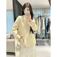 李潇洒【西境】微胖大码高级感飘带袖口蕾丝秋小香V领西装外套