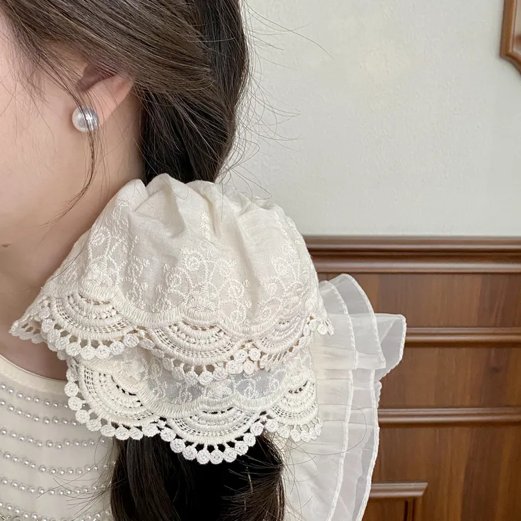 温柔绳白色扎头发头饰头绳蕾丝花边大号女高级感气质发圈马尾大肠