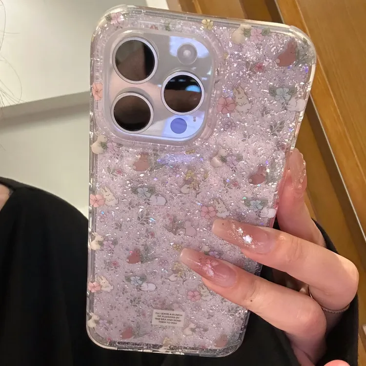 壳望碎花小兔适用苹果iPhone15手机壳16ProMax新款14防摔13软壳