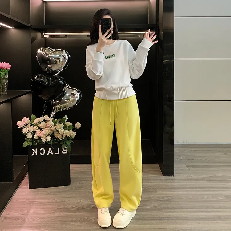 春秋新款时尚百搭显瘦韩版卫衣卫裤休闲运动套装女气质减龄两件套
