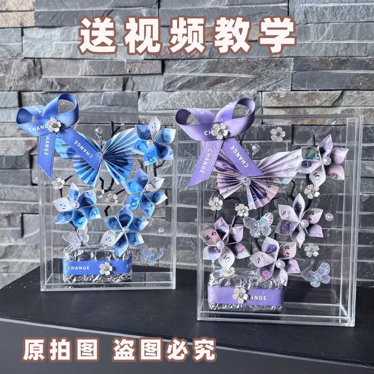 透明礼盒发财树DIY有钱花相册送长辈女朋友老婆生日礼物情人节