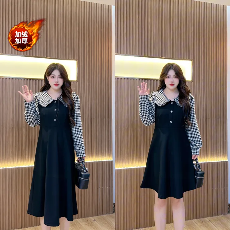 【玲胖胖 暖冬航海】秋款宽松时尚百搭显瘦大码女装连衣裙LPP61999