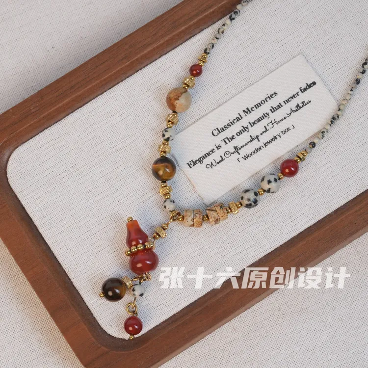 钛钢项链 [红葫芦]张十六原创设计手工串珠百搭复古彩色毛衣链女