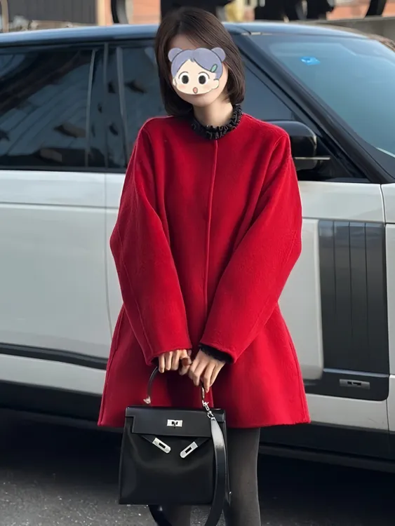 轻奢风时髦慵懒毛呢外套女2025冬季大码胖MM保暖宽松百搭外套上衣