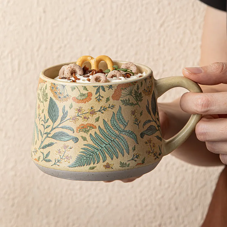 #宝藏大肚杯#高颜值手绘陶瓷马克杯个性水杯甜品杯家用情侣对杯