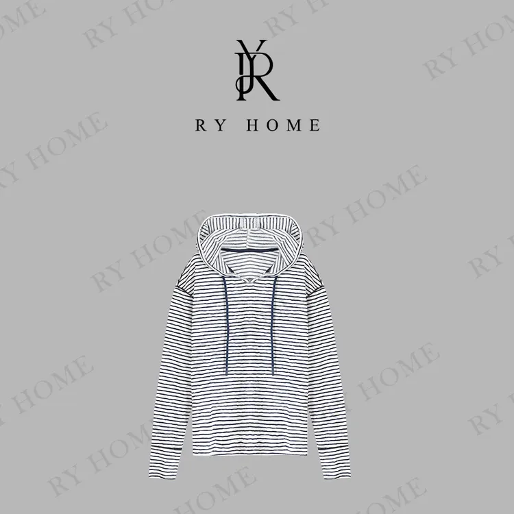 【容雨RYHOME】早秋薄款条纹连帽长袖T恤252T2136