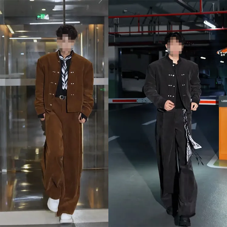 龙刀刀秋季新品美式复古设计感立领夹克套装潮牌宽松休闲外套长裤