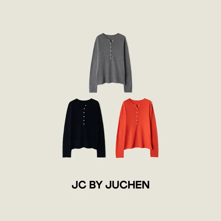 空气羊毛卷边亨利雅士衫亲肤柔软显瘦百搭针织长袖 FW108010-51