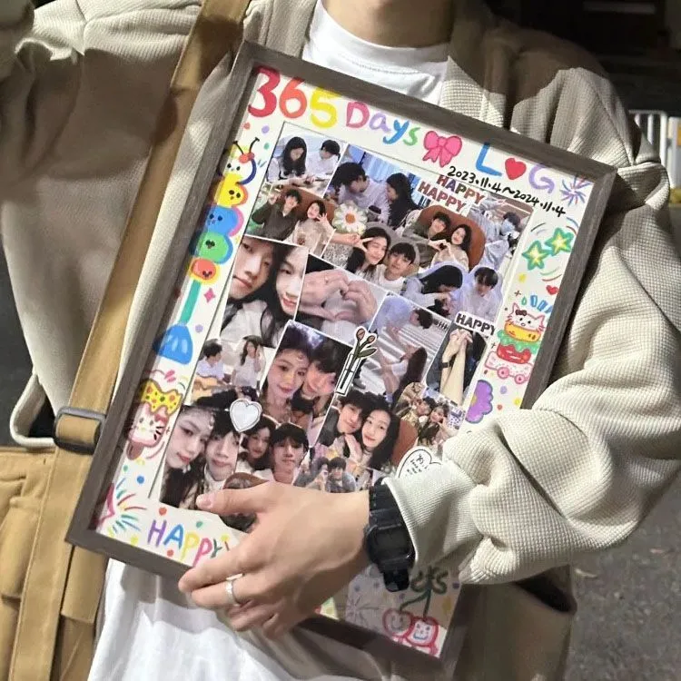 涂鸦diy相框照片定制生日礼物手工制作创意画框送女生情侣闺蜜礼