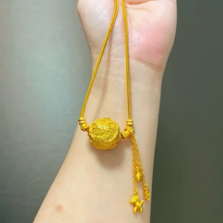 铜合金布艺吊坠 时尚马上有钱龙珠项链绳子百搭可调节手工精美