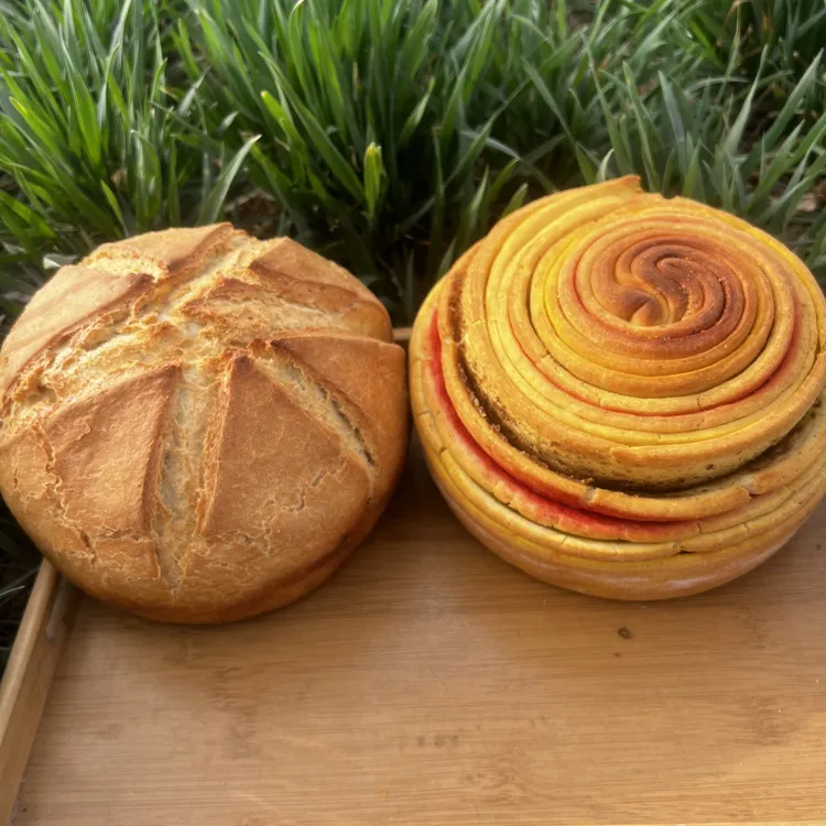 西北柴火莲花烤馍老酵母发面传统方式烤制锅盔