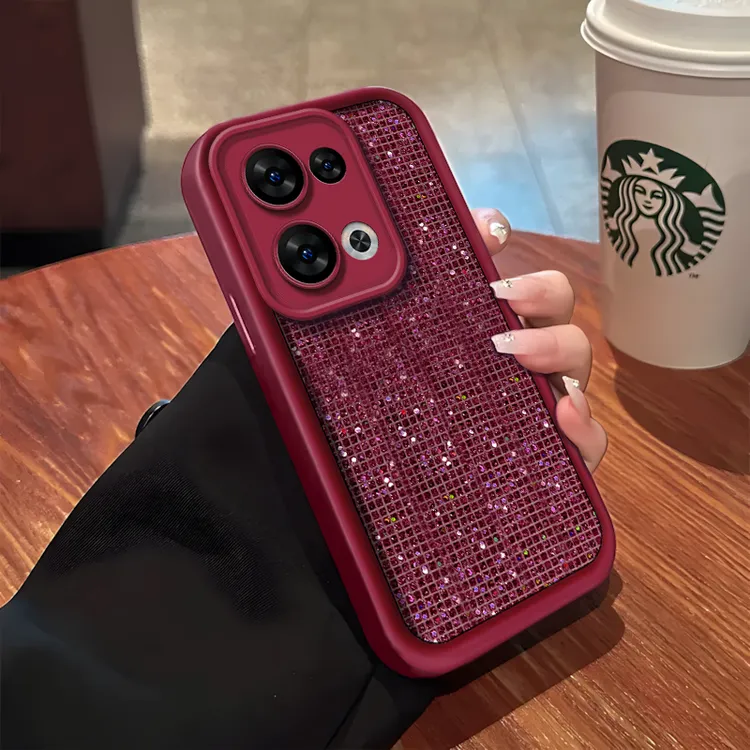 天眼阶梯闪酒红片适用opporeno13/13pro创意防摔手机壳女款