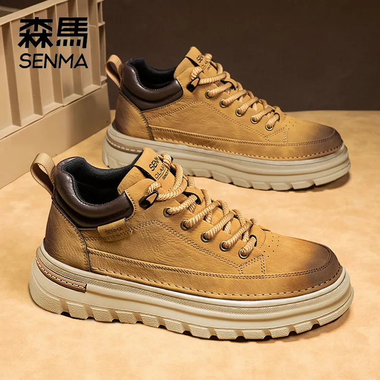 SENMA/森马马丁靴男款2025秋冬新款皮面擦色男鞋英伦风休闲男士鞋