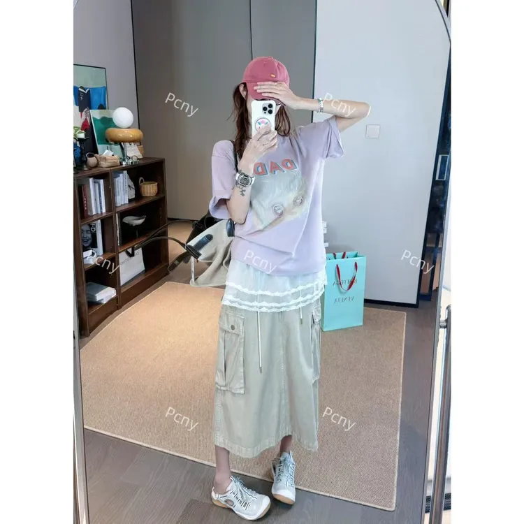 PCNY「芭比娃娃」不理理夏季新款小众女装甜美可爱风刺绣印花短袖女