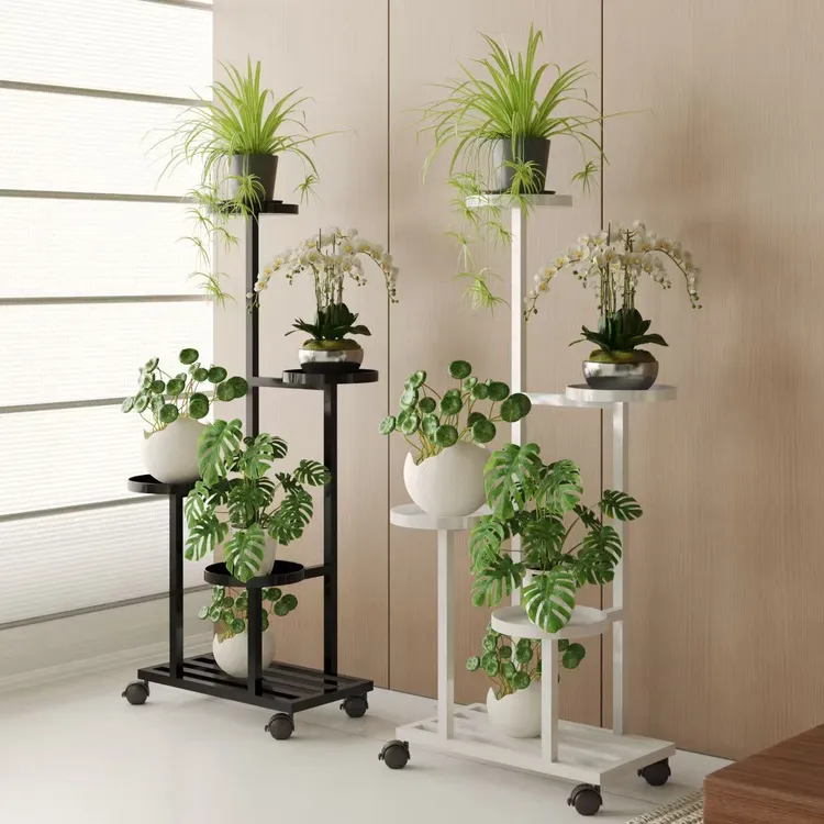 步步高升客厅移动花架多层落地式铁艺花架子室内外绿萝花盆置物架