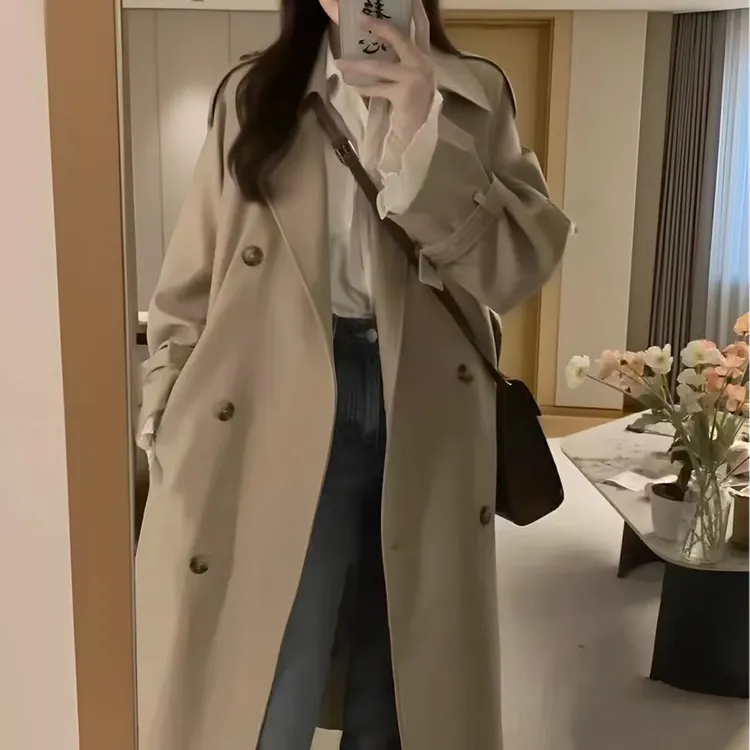 风衣外套女2025新款早春秋英伦风中长款小个子今年流行卡其色大衣