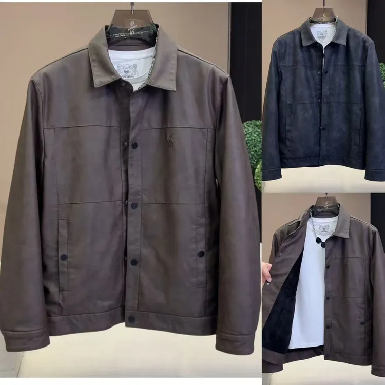 秋冬季高端做旧翻领机车服高级感男款皮夹克2525
