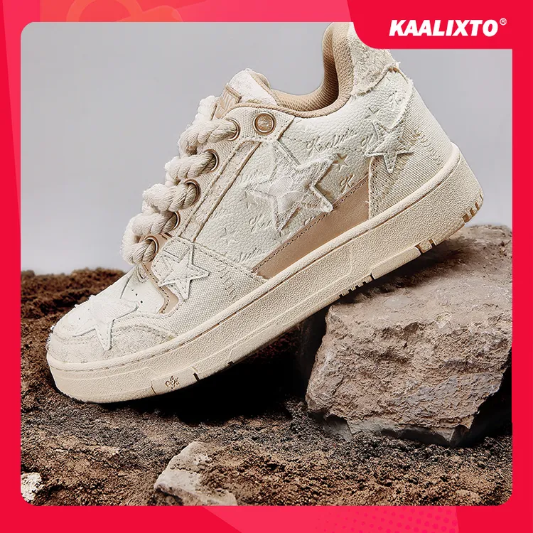 Kaalixto破坏蕾丝板鞋星星鞋国潮经典百搭欧若风正品琥珀流光