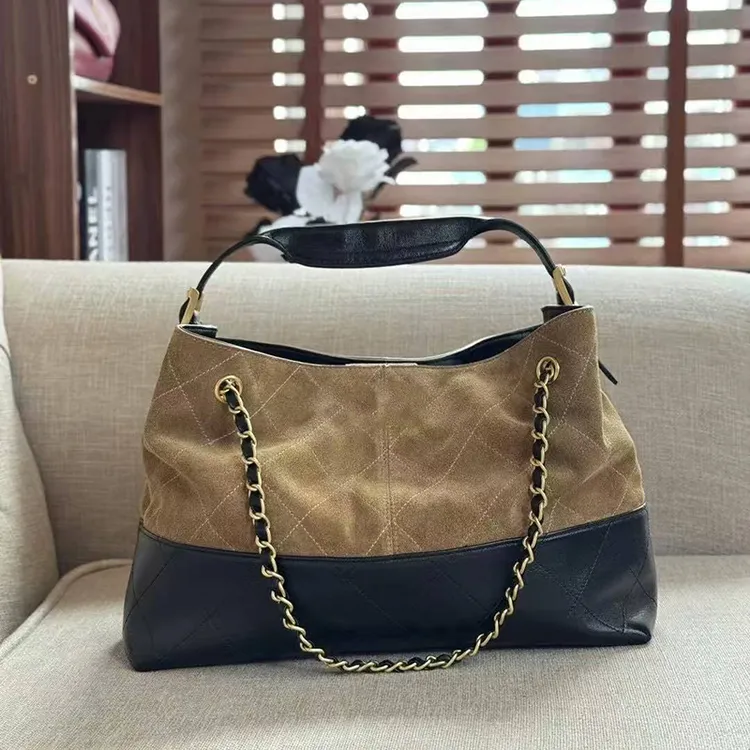 2025新款秋款25A麂皮配羊皮托特包购物袋沙滩包单肩大包包真皮女