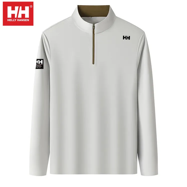 HH男秋冬城市户外长袖立领半拉链保暖抓绒T恤徒步旅游通勤打底衫